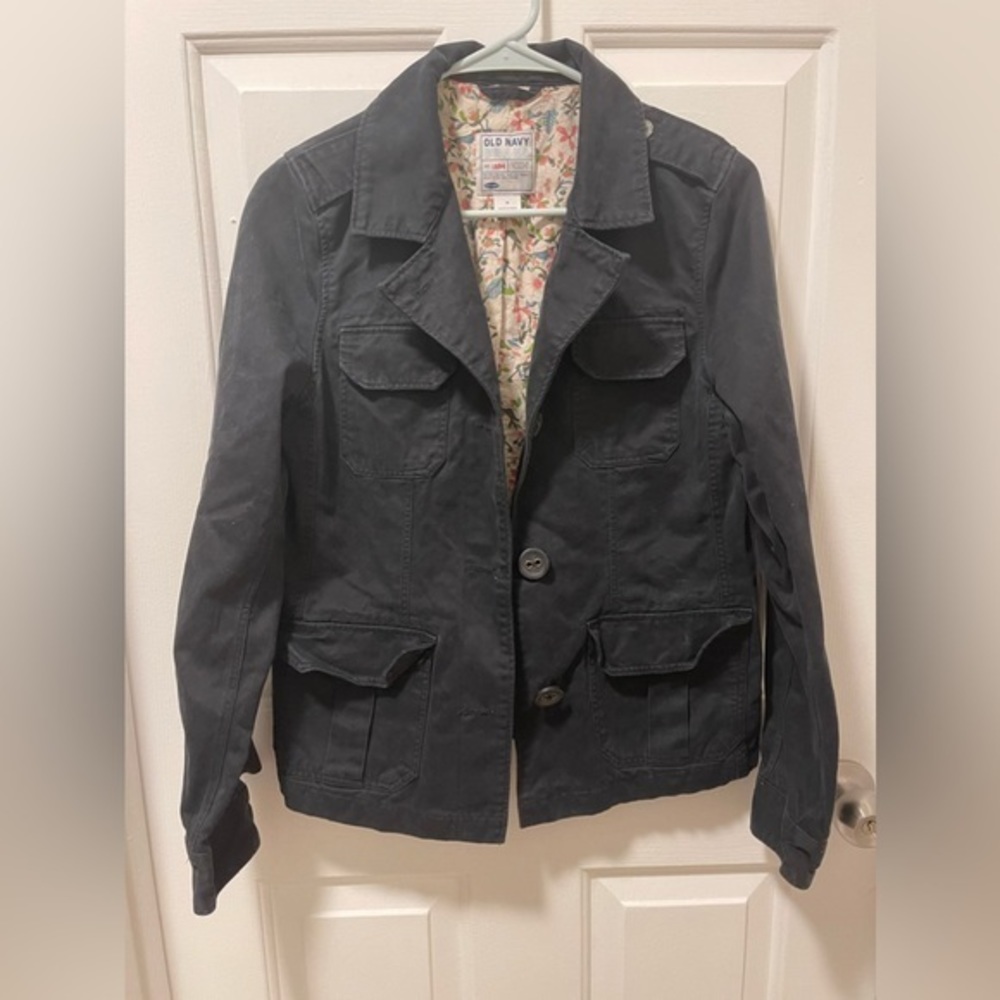 Old Navy Medium Black Collared Button Jacket